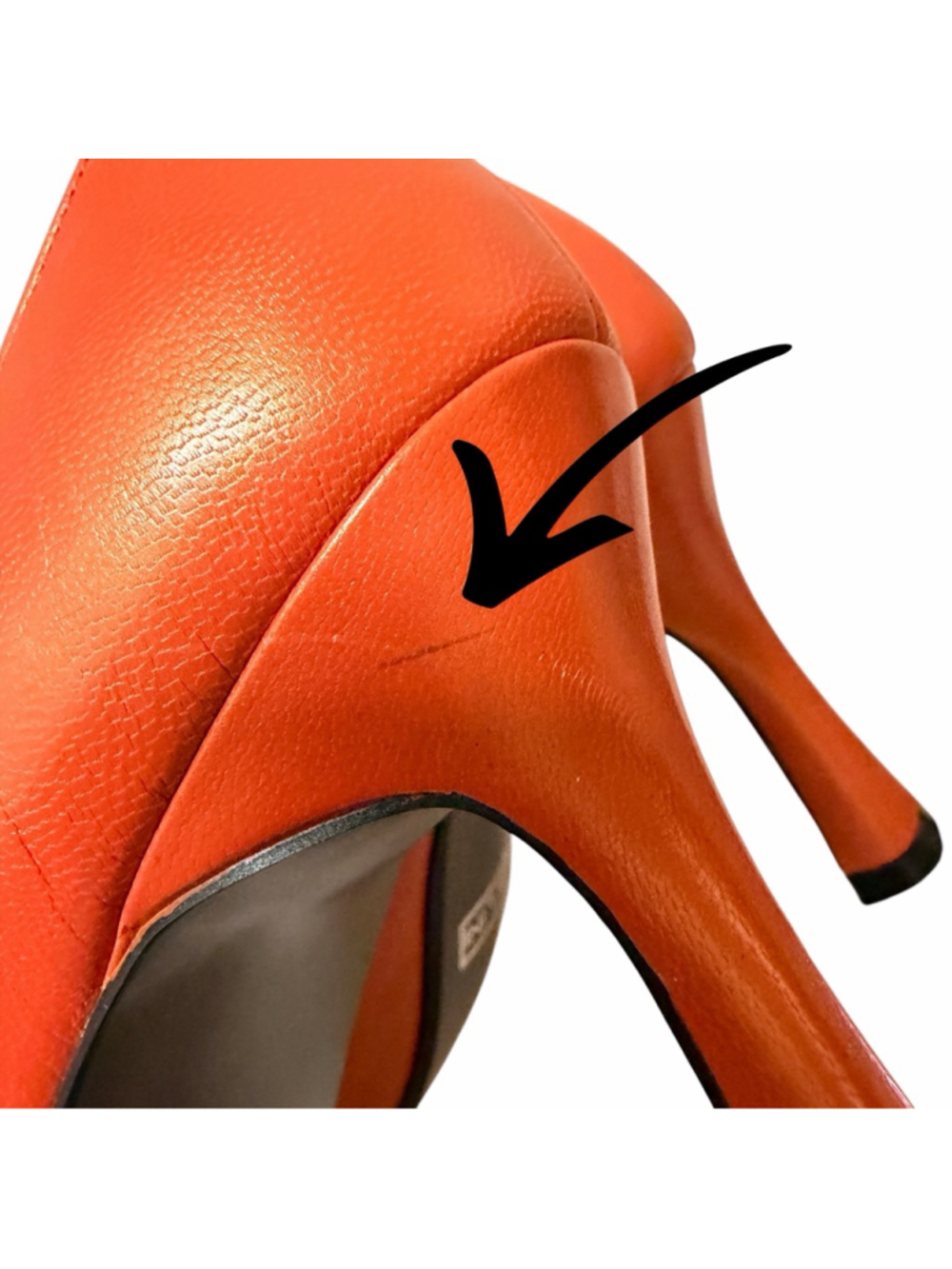 Bellini Orange Leather Kitten Heel Pumps Women’s Size 10M Pointed Toe Slip On - Picture 8 of 16